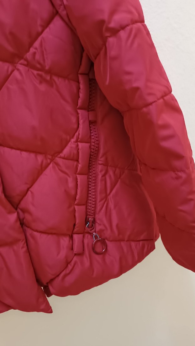 Kırmızı Fermuarlı Kadın Kışlık Mont - Görsel 5