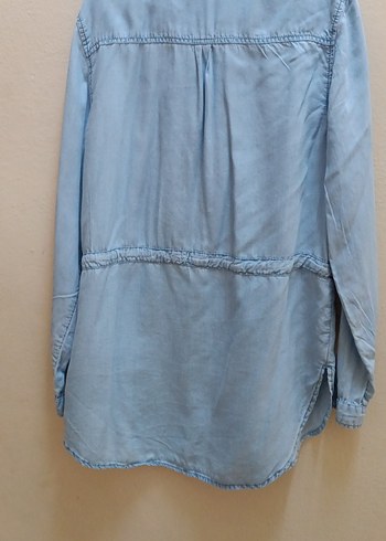 Düğmeli Uzun Kollu  açık mavi Denim kız çocuk Gömlek - Görsel 10