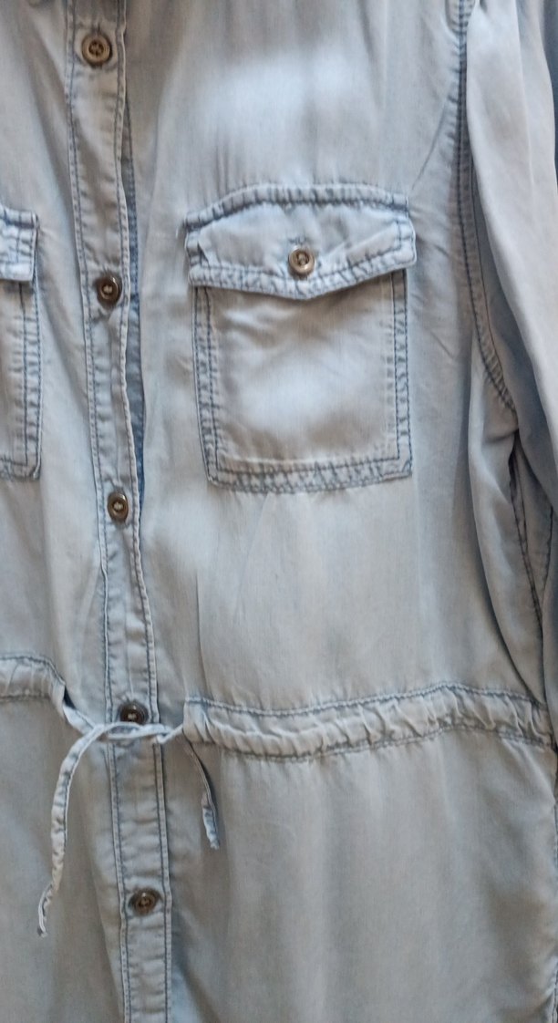 Düğmeli Uzun Kollu  açık mavi Denim kız çocuk Gömlek - Görsel 4