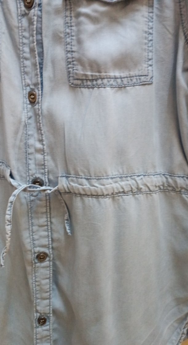 Düğmeli Uzun Kollu  açık mavi Denim kız çocuk Gömlek - Görsel 5