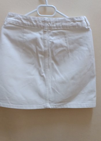 Düğmeli Beyaz Midi Mini Etek - Görsel 5