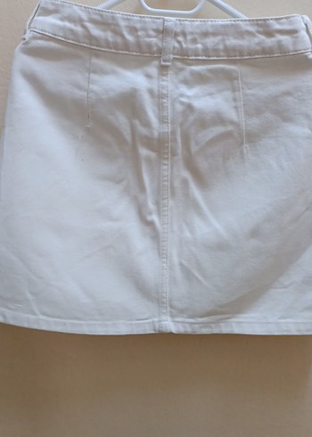 Düğmeli Beyaz Midi Mini Etek - Görsel 7