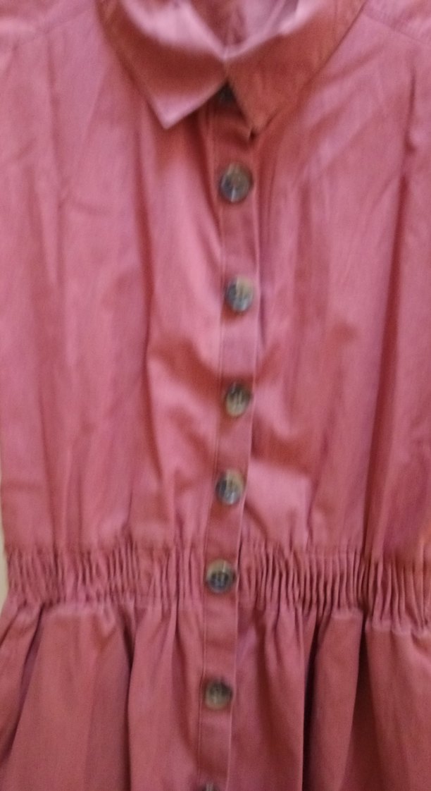 Düğmeli Kısa Kol kiremit rengi Midi Elbise - Görsel 4