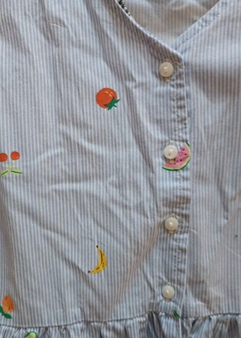 Kız çocuk mavi desenli elbise - Görsel 6