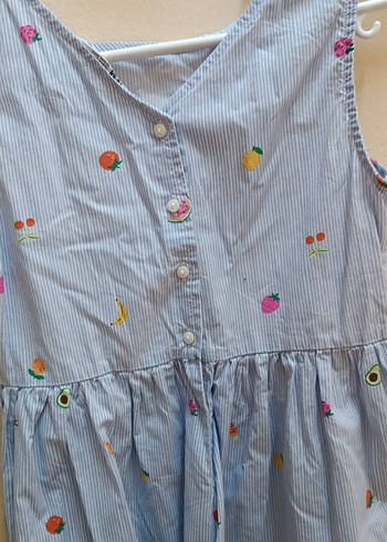 Kız çocuk mavi desenli elbise - Görsel 4