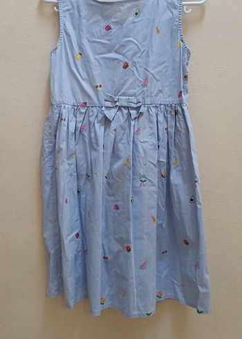 Kız çocuk mavi desenli elbise - Görsel 2