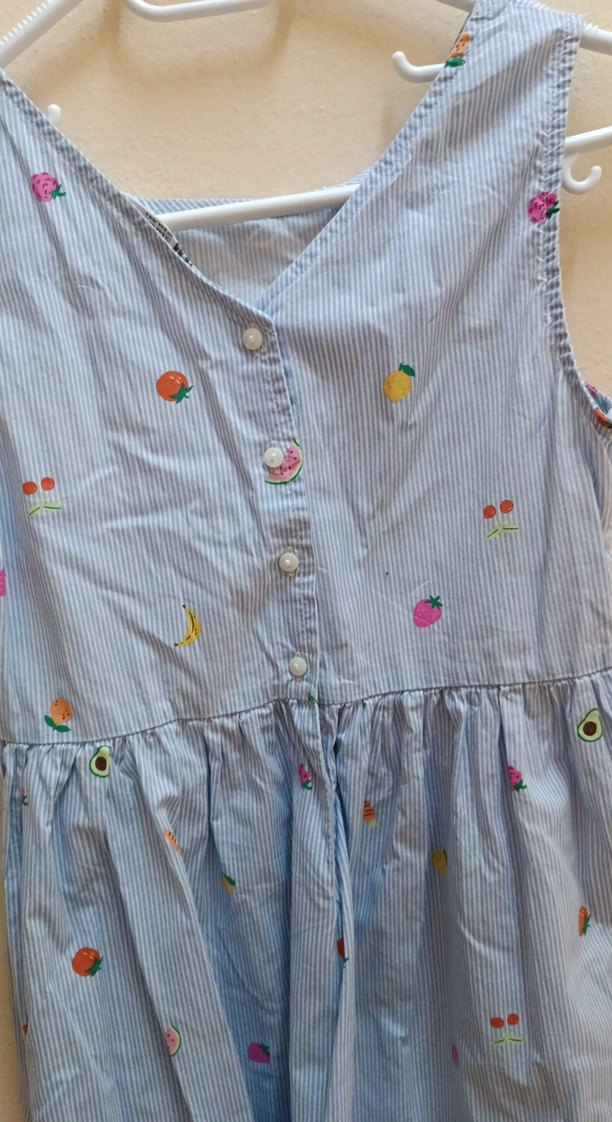 Kız çocuk mavi desenli elbise - Görsel 4