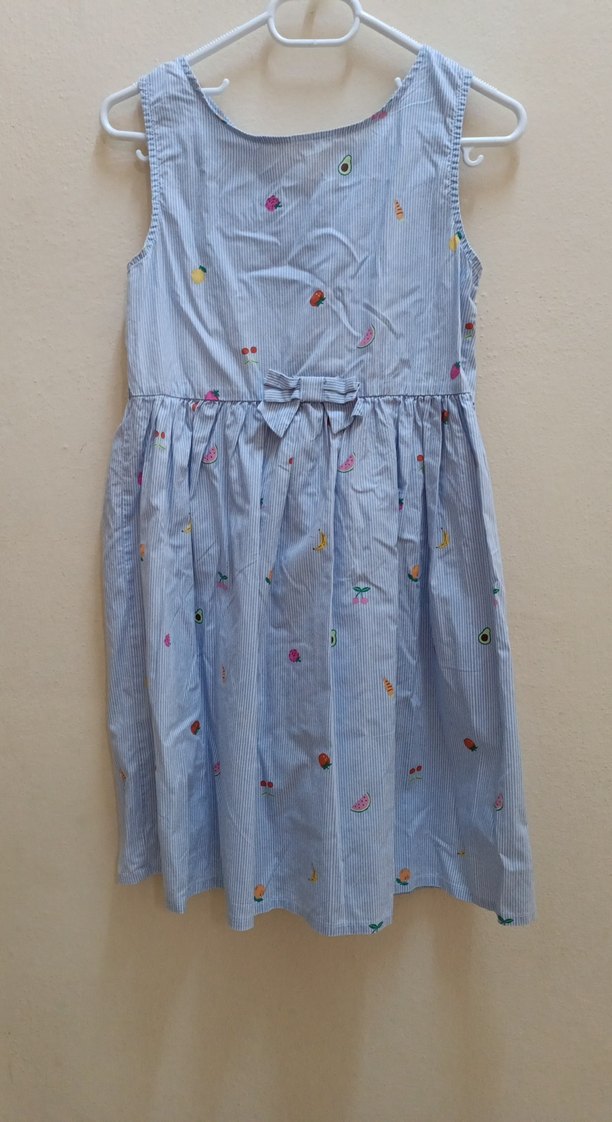 Kız çocuk mavi desenli elbise - Görsel 2