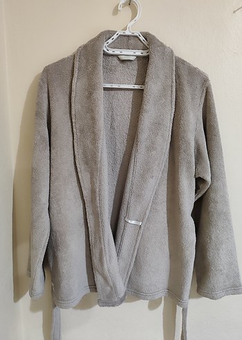 Kadın Yumuşacık Gri- Bej Arası Polar Sabahlık / Hırka - Görsel 2