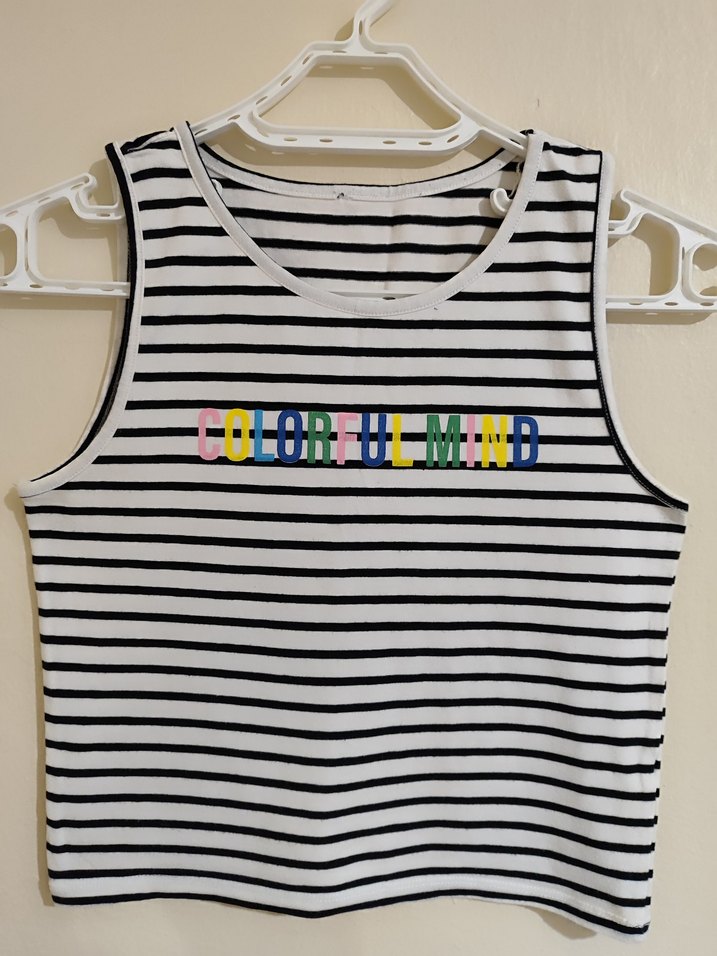 Çizgili Baskılı Kolsuz Kadın Askılı - Görsel 2