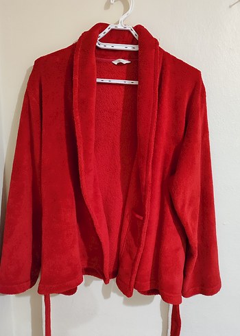 Kadın Yumuşacık Kırmızı Polar Sabahlık / Hırka - Görsel 3