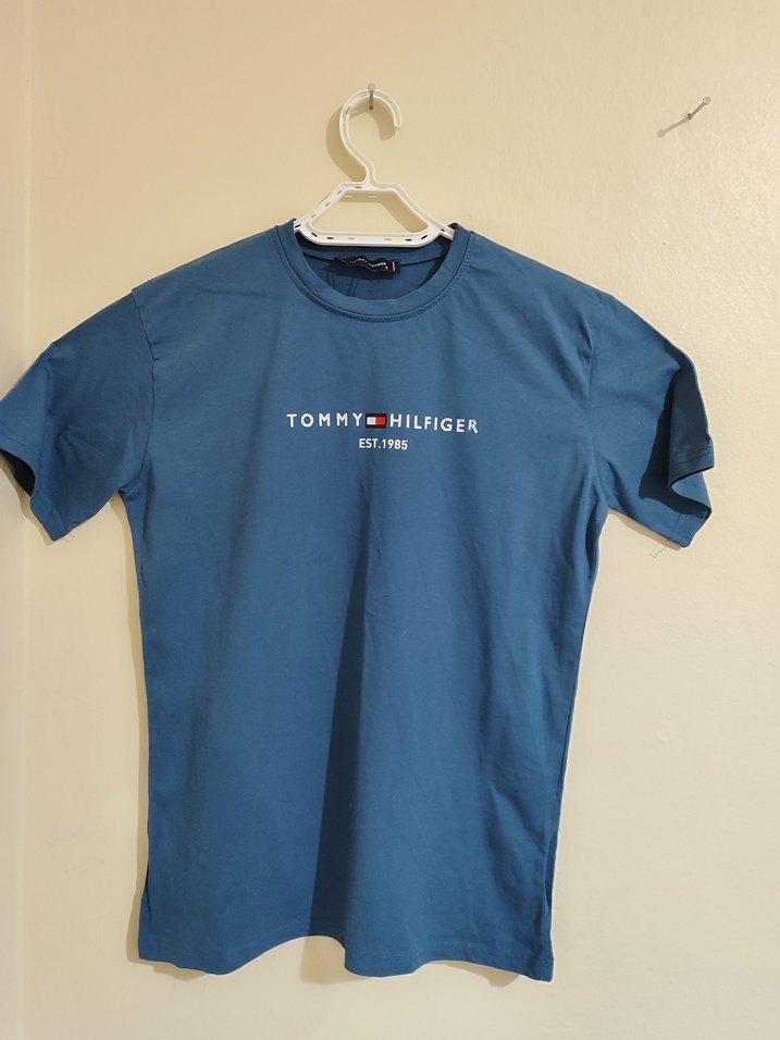 Tommy Hilfiger Mavi Erkek Tişört - Görsel 3