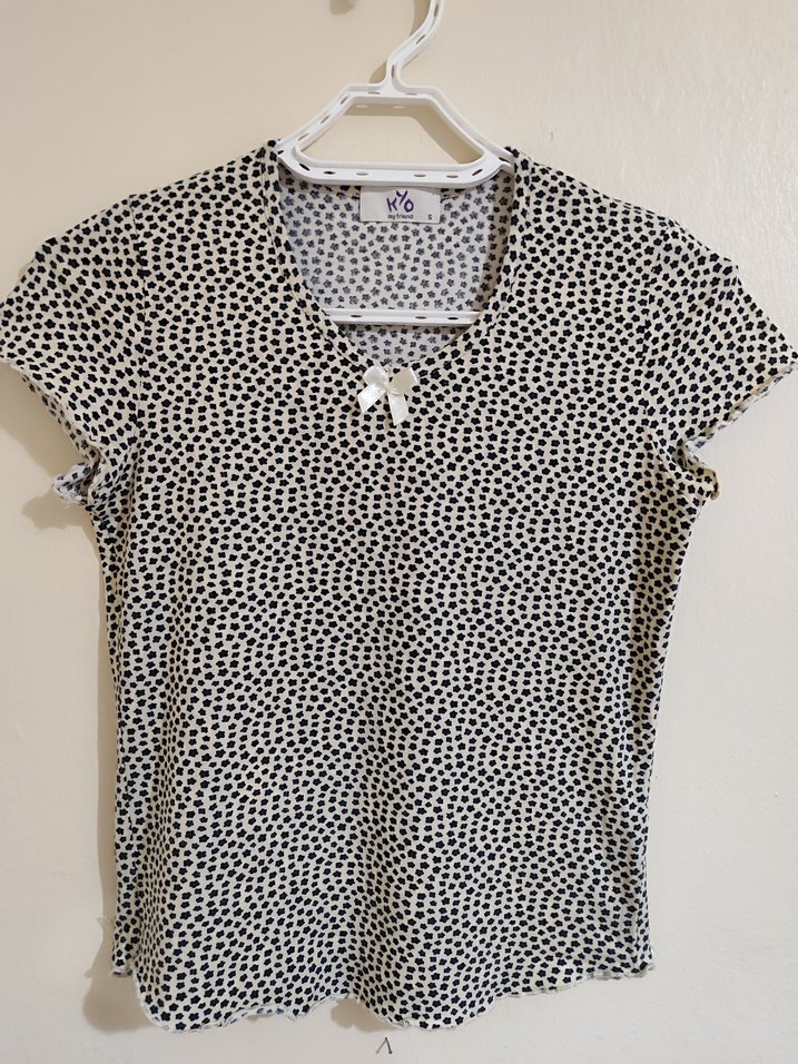 Kadın V Yaka Kısa Kollu Pijama Üstü - Görsel 2