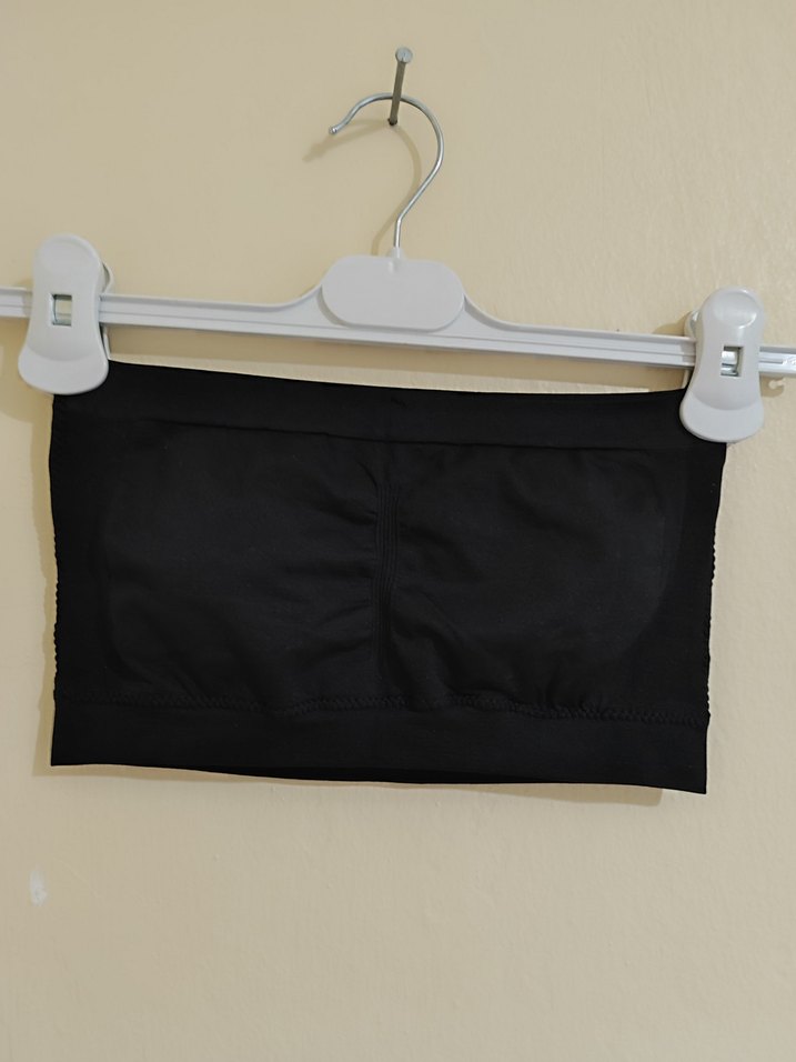 Siyah Straplez Büstiyer / Bandeau Top - Görsel 2