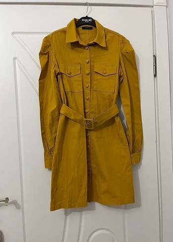 Sarı Kemerli Midi Kadın Elbise - Görsel 4