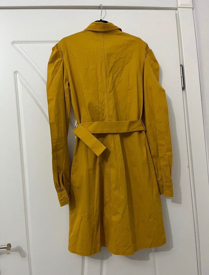 Sarı Kemerli Midi Kadın Elbise - Görsel 5