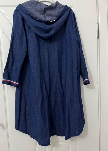 Mavi Kapüşonlu Uzun Ceket - Görsel 2