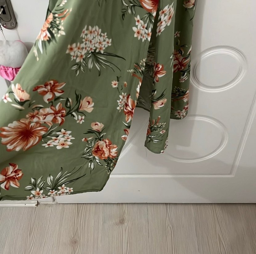 Yeşil Çiçek Desenli Uzun Bohem Elbise - Görsel 2