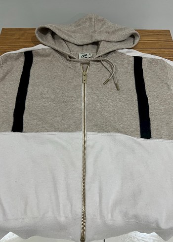 Gri Kapüşonlu Fermuarlı Sweatshirt - Görsel 2