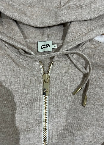 Gri Kapüşonlu Fermuarlı Sweatshirt - Görsel 3