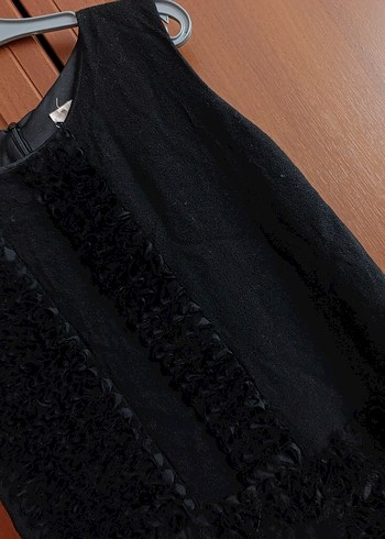 Kolsuz Siyah Midi Kadın Elbise - Görsel 2