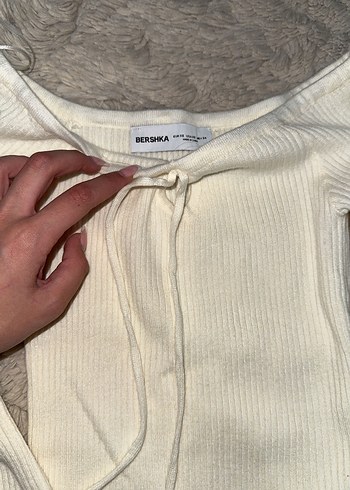 Kadın Beyaz Triko Uzun Kollu Bluz - Görsel 2