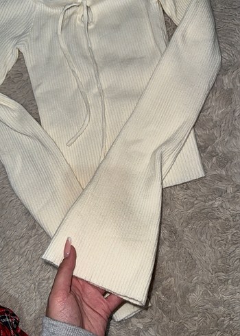 Kadın Beyaz Triko Uzun Kollu Bluz - Görsel 3