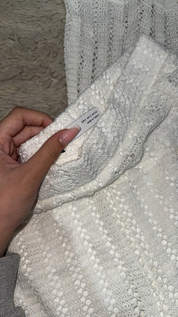 Beyaz Örgü Kadın Pantolon - Görsel 2