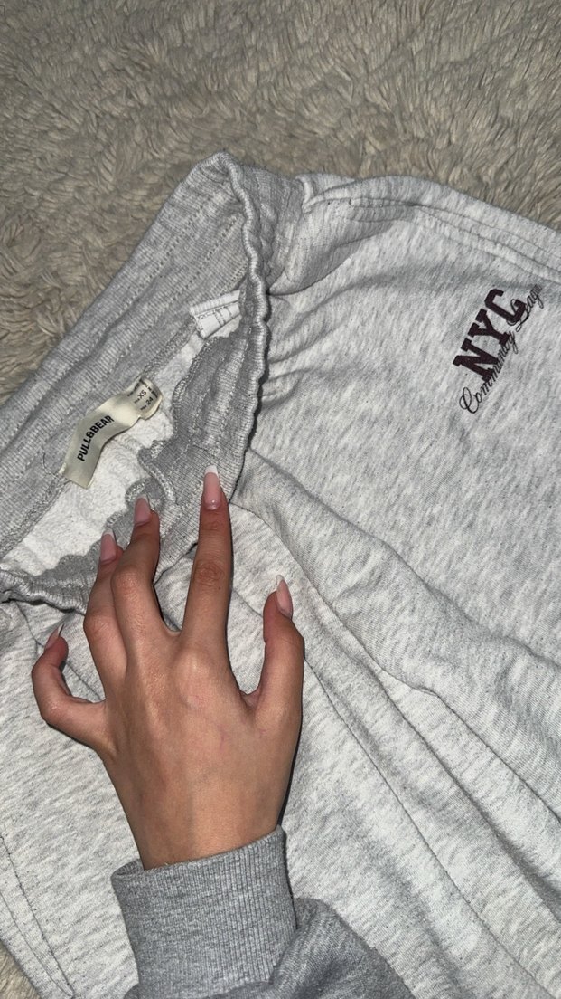 Gri Peluş Detaylı Bol Kesim Kadın Eşofman - Görsel 4