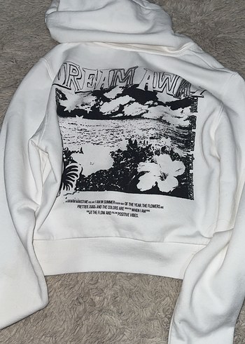 Beyaz Fermuarlı Kadın Sweatshirt - Görsel 3