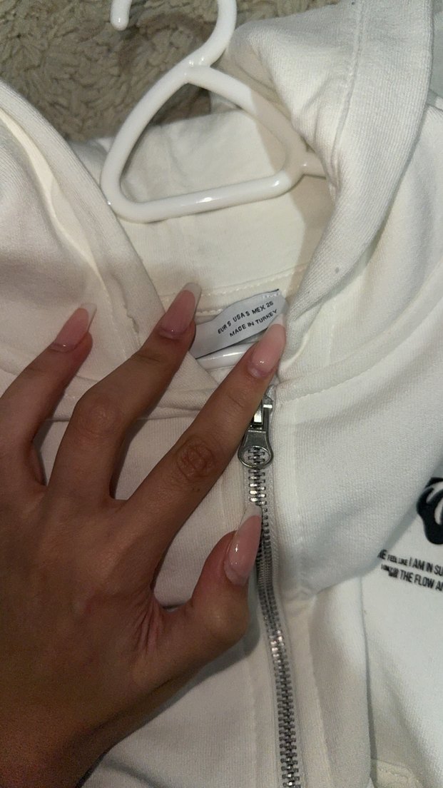 Beyaz Fermuarlı Kadın Sweatshirt - Görsel 2