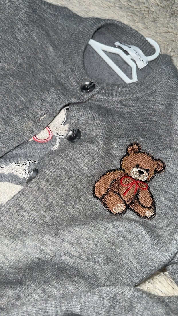 Nakışlı Gri Kız Hırka - Görsel 3