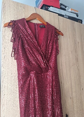 xs Beden Bordo pullu abiye