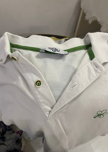 Beyaz Pamuklu Düğmeli erkek  Tişörtü kigili XL - Görsel 4