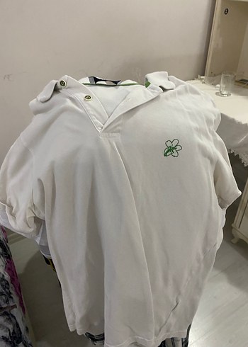 Beyaz Pamuklu Düğmeli erkek  Tişörtü kigili XL - Görsel 3