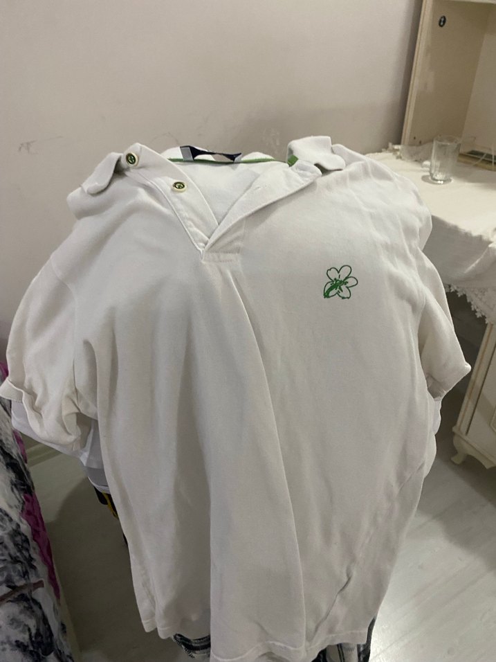 Beyaz Pamuklu Düğmeli erkek  Tişörtü kigili XL - Görsel 3