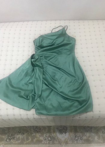 Yeşil Drapeli Straplez Midi Abiye Elbise - Görsel 2