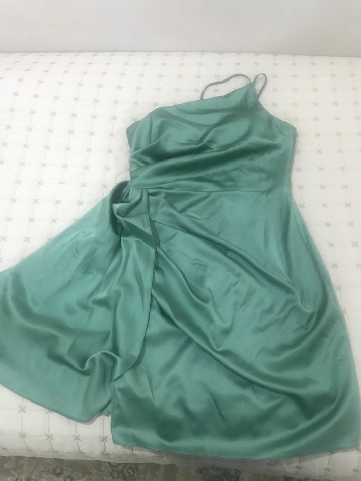 Yeşil Drapeli Straplez Midi Abiye Elbise - Görsel 5