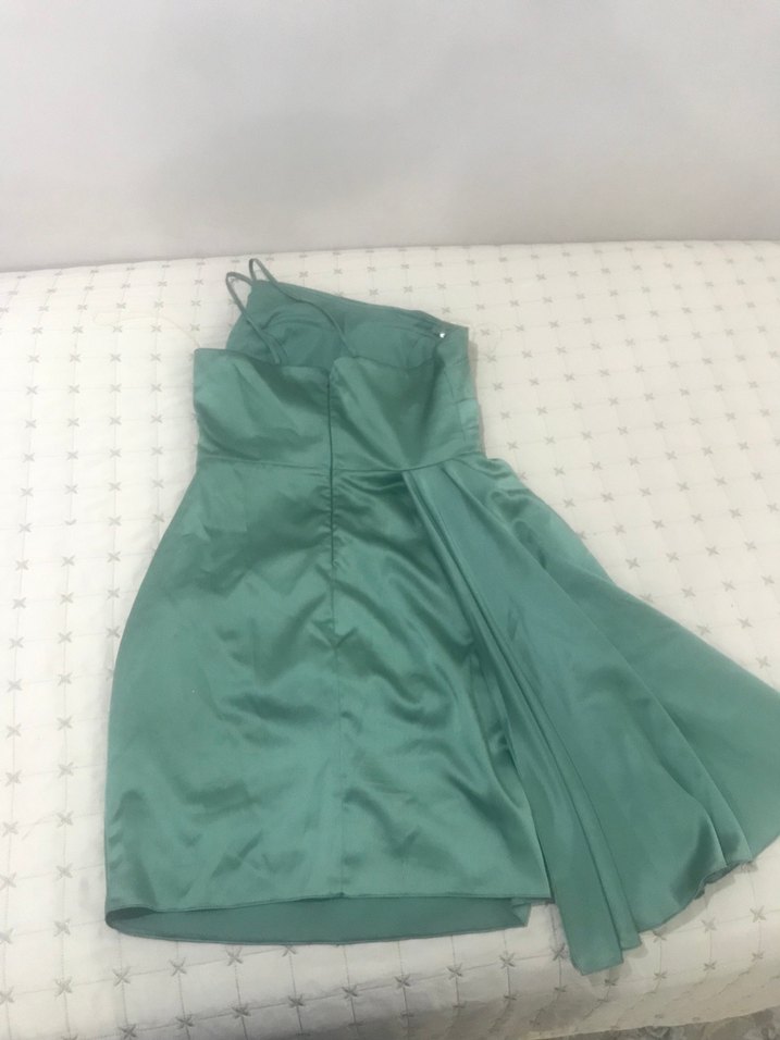 Yeşil Drapeli Straplez Midi Abiye Elbise - Görsel 3