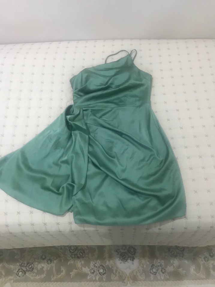 Yeşil Drapeli Straplez Midi Abiye Elbise - Görsel 2