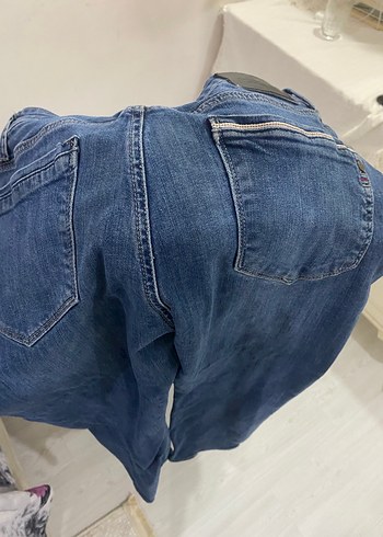 Erkek Mavi Bol Kesim Midi Kot Pantolon - Görsel 4