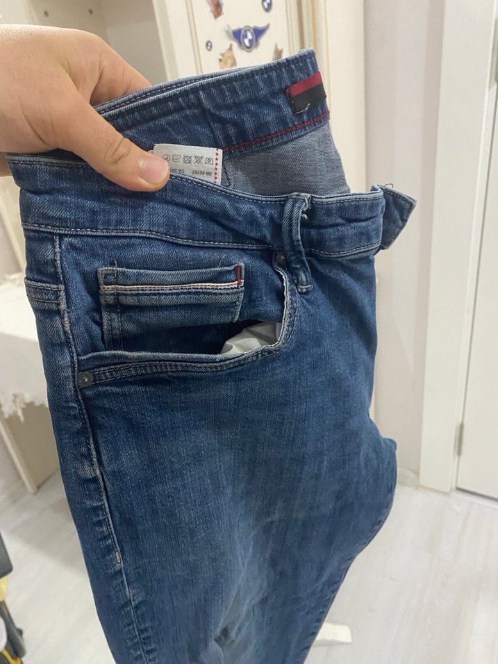 Erkek Mavi Bol Kesim Midi Kot Pantolon - Görsel 2