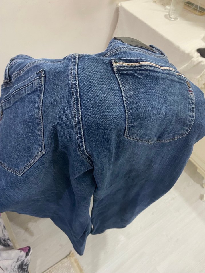 Erkek Mavi Bol Kesim Midi Kot Pantolon - Görsel 4