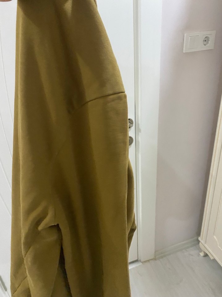 Düğmeli Salaş Kesim Haki kazak - Görsel 2