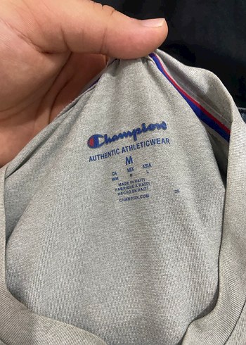 Champion Gri Uzun Kollu Erkek Tişört - Görsel 5