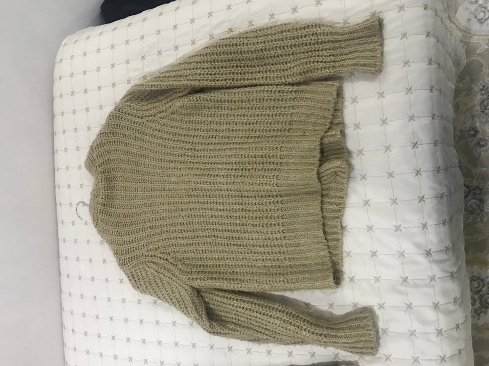 Bohem Tarzı Boğazlı Bej Örgü Kazak - Görsel 4