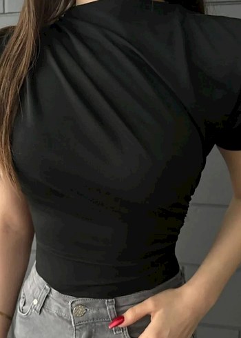 Drapeli Siyah Kadın Bluz - Görsel 2