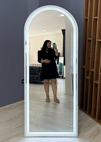 Altın Renkli Işıklı Dikdörtgen Ayna - Görsel 7