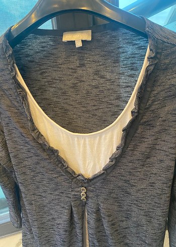 Marks Spencer Per Una Gri V Yaka Düğmeli Bluz - Görsel 5