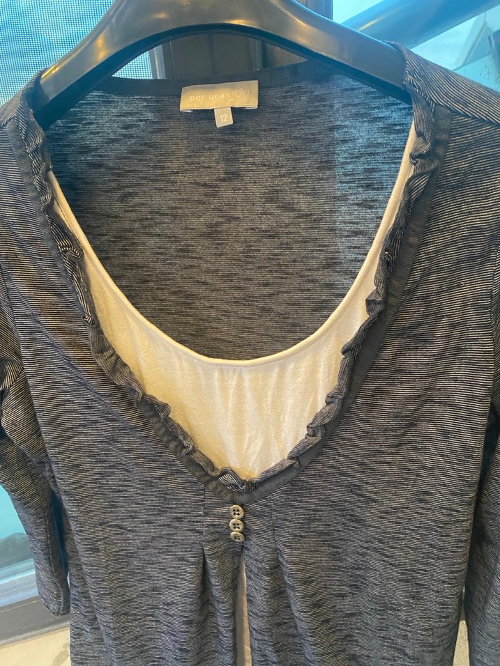 Marks Spencer Per Una Gri V Yaka Düğmeli Bluz - Görsel 5